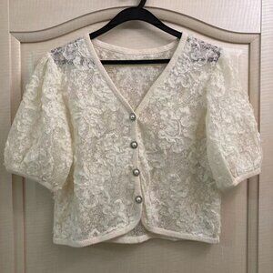 women's short sleeve lace cardigan